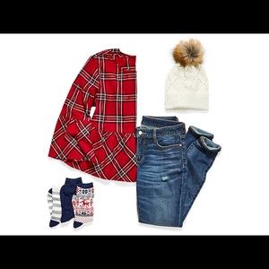 💫 Holiday Red and Gold Bell Sleeve Top